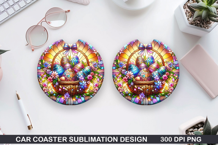 Bright Egg Car coaster sublimation, Easter Coaster PNG