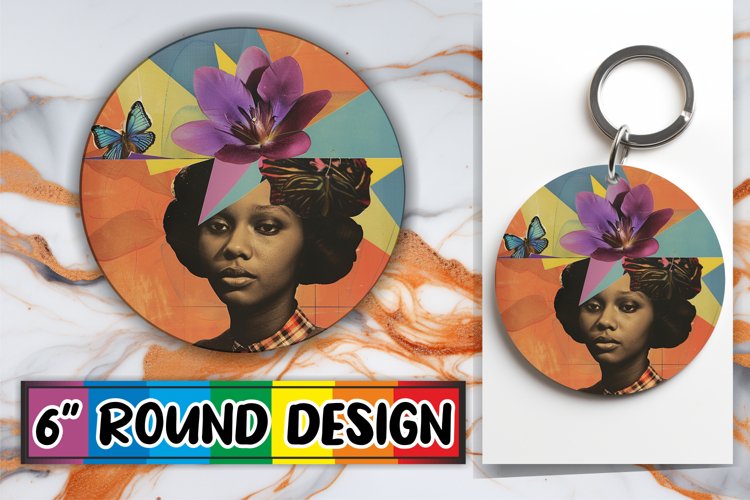 Black Woman Artistic Round Design Abstract Art PNG example image 1