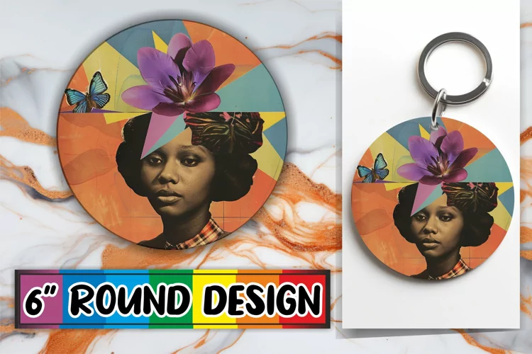 Black Woman Artistic Round Design Abstract Art PNG