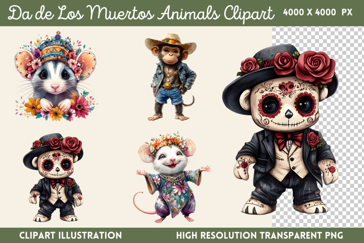 Da de Los Muertos Animals PNG