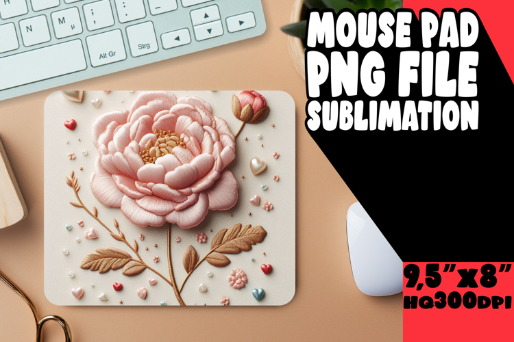 CHEERFUL MOUSE PAD SUBLIMATION PNG, 3D Flower