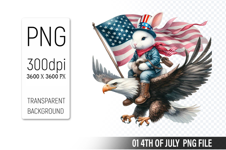 4th Of July Bunny Sublimation Clipart PNG Design