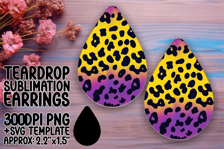 Colorful Leopard Gradient Teardrop Earring Wrap PNG