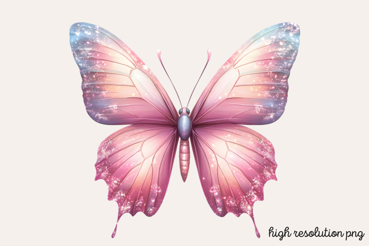 Gilter Pink Butterfly Clipart PNG