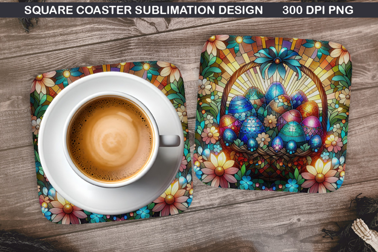 Easter Flower Coaster Sublimation, Easter Coaster PNG Design