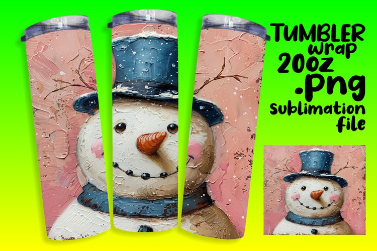 Holiday Snowman Tumbler Wrap - Winter Sublimation 20oz