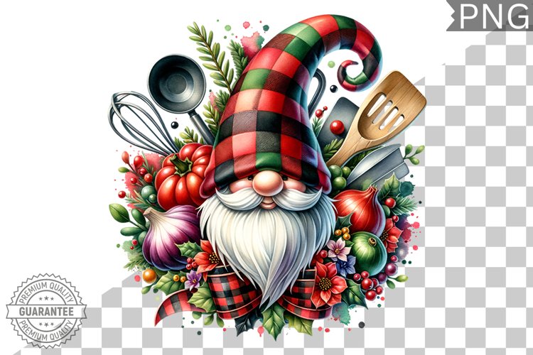 Christmas kitchen Gnome Sublimation - Clipart PNG Design