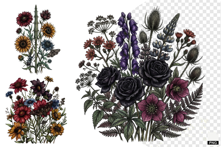 Goth Wildflowers Clipart