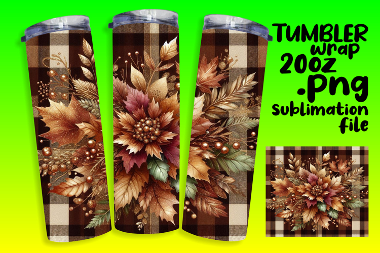 LUXURIOUS 20oz PNG Tumbler Template , Autumn Flower example image 1
