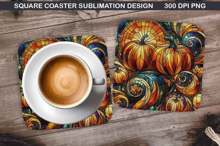 Pumpkin Coaster Sublimation, Halloween Coaster PNG Design