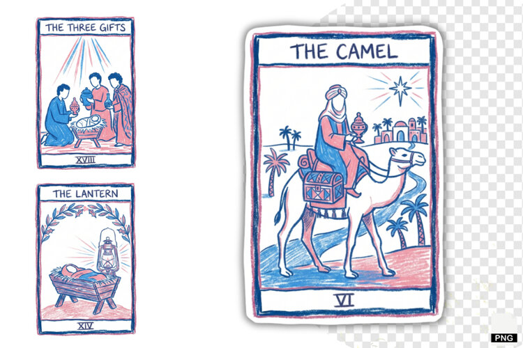 Christmas Nativity Tarot Cards PNG example image 1