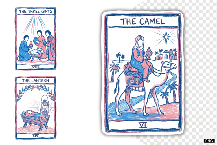 Christmas Nativity Tarot Cards PNG