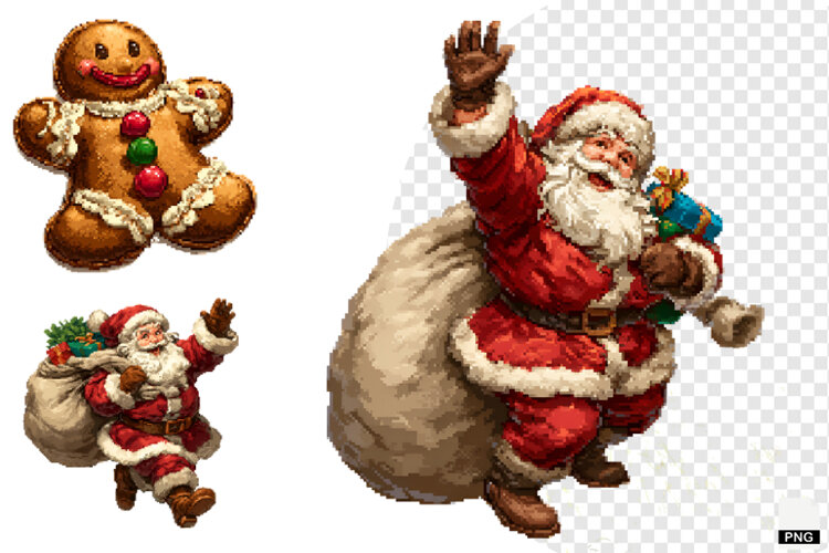 Pixel Art Christmas Clipart example image 1