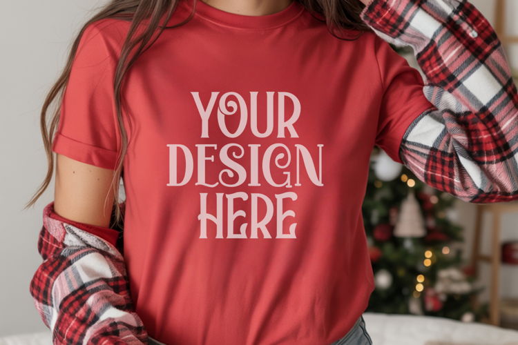 Red and Light Green Comfort Colors 1717 Christmas Mockup, CC
