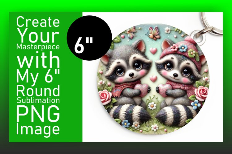 Whimsical Round Design Keychain Template , Sweet Animals example image 1