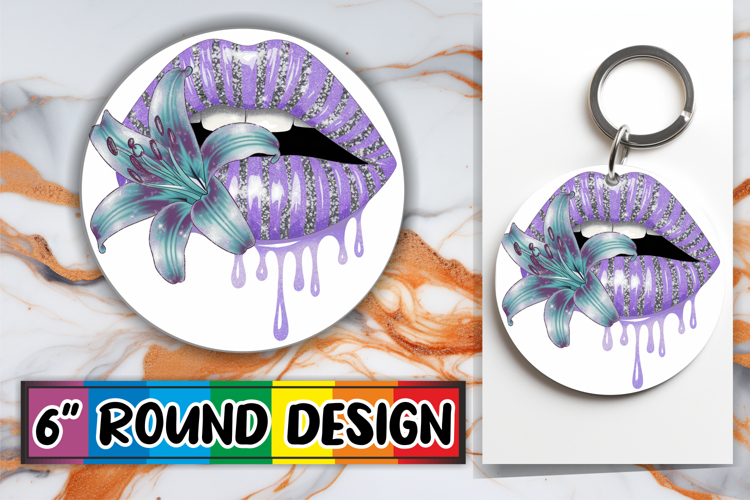 Timeless Round Ornaments Sublimation PNG, Dripping Lips