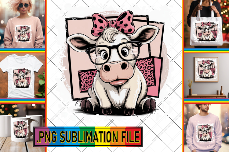 Vibrant TSHIRT Gift Ideas PNG, Cute Cow