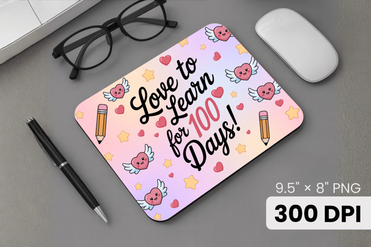 100 days of school Mouse Pad, Teacher PNG Sublimation Design