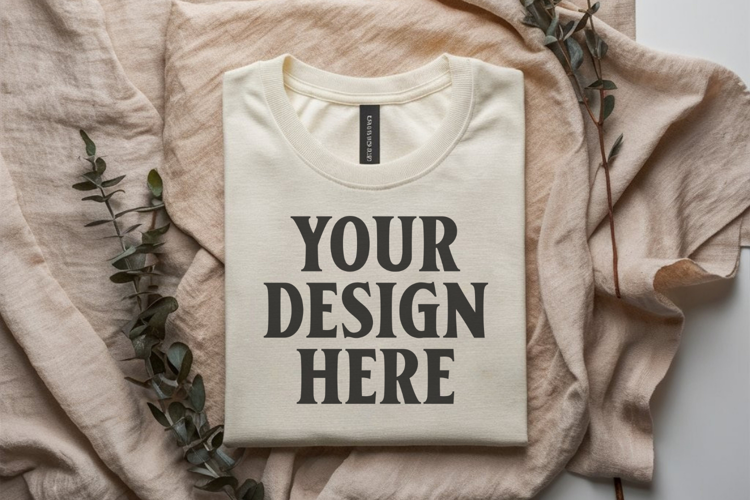 Heather Prism Natural Bella Canvas 3001 Flat Lay T-Shirt Moc