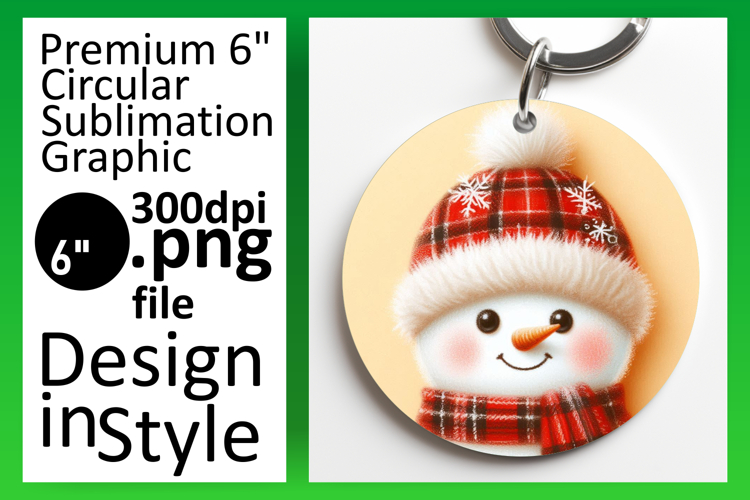 Stylish Round Design Keychain Artwork , Snowman