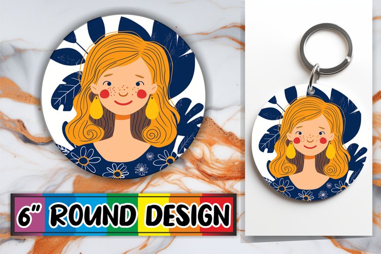 Elegant Watercolor Round Design with Portrait PNG example image 1