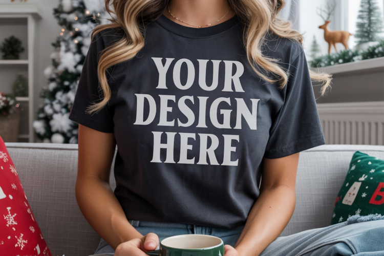 Christmas Comfort Colors 1717 Pepper T-Shirt Mockup Real