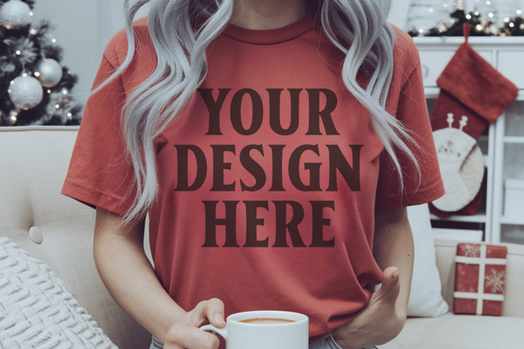 Red Christmas Comfort Colors 1717 Mockups, CC 1717 m