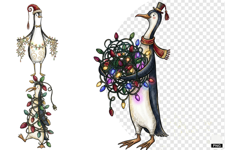 Whimsical Christmas Penguin PNG