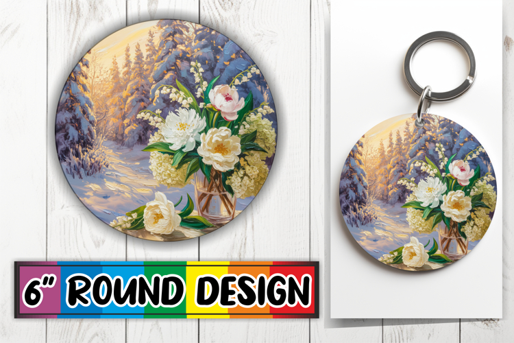 Timeless Circle Keychain Designs PNG, Winter