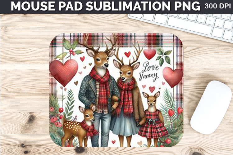 Watercolor Deer Mouse Pad Sublimation - Valentines PNG