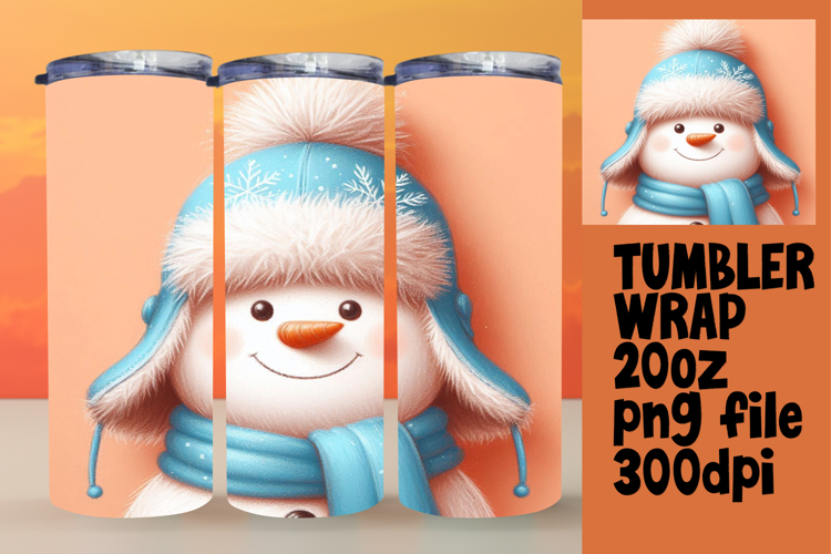 DIY 20oz Tumbler Wrap File , Snowman