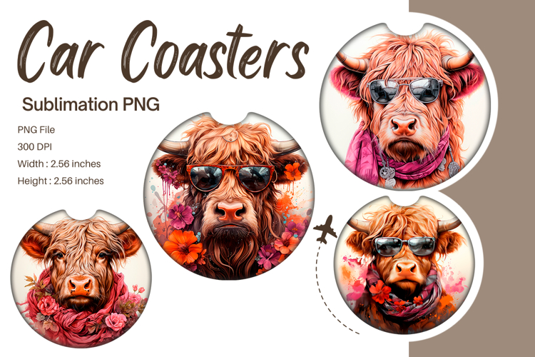 Highland Cow Car Coasters Accessories Western Keychain_87