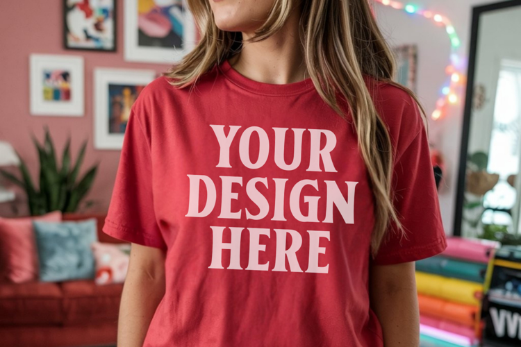 Comfort Colors 1717 Red T-Shirt Mockup