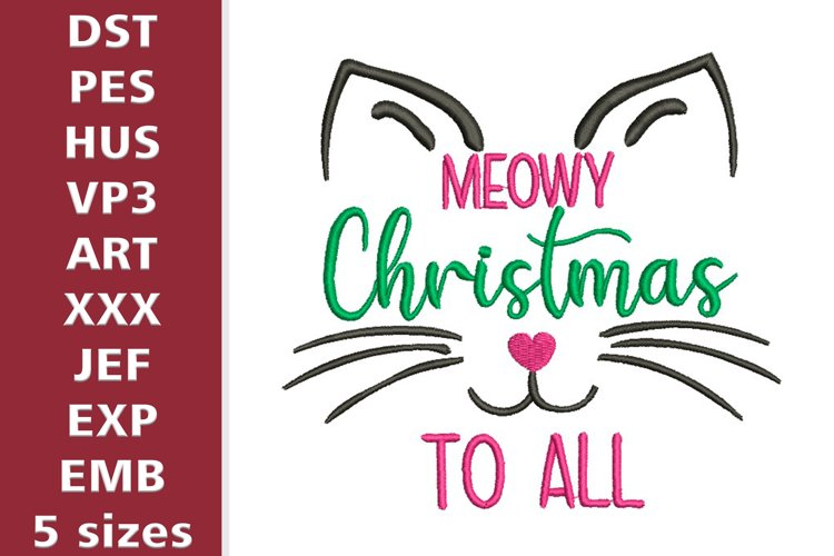 Meowy Christmas to all - Embroidery files example image 1