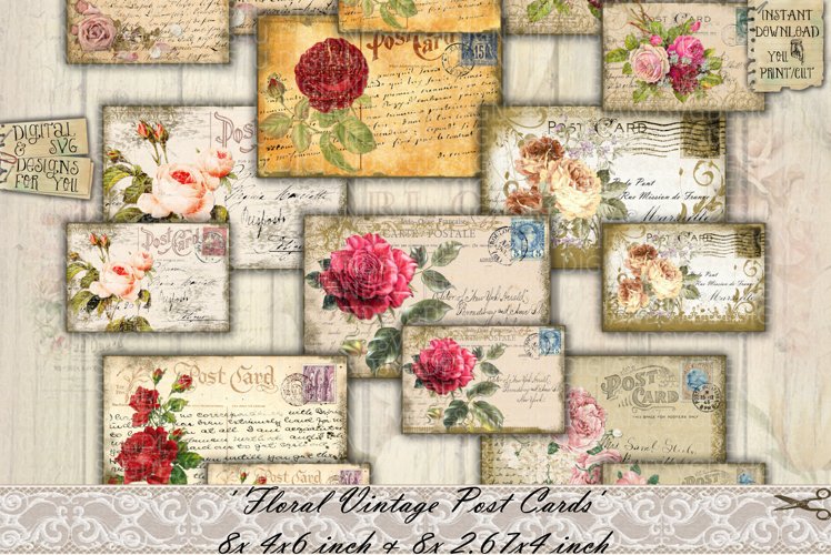 Vintage | Post Cards | Roses | Printable | Vintage post card