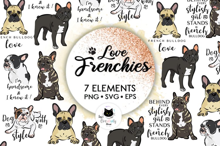 Frenchie, Svg Bundle, French Bulldog Svg, Dog Svg, Cute Svg example image 1