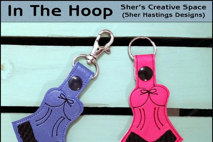 ITH Burlesque Vinyl Key Fob or Bag Tag - Snap Tab Machine Embroidery