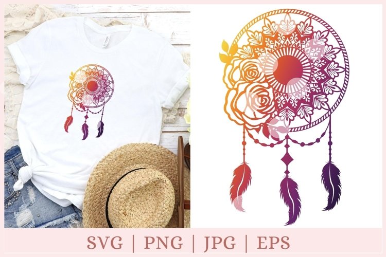 Mandala dreamcatcher svg, dream catcher svg, png example image 1