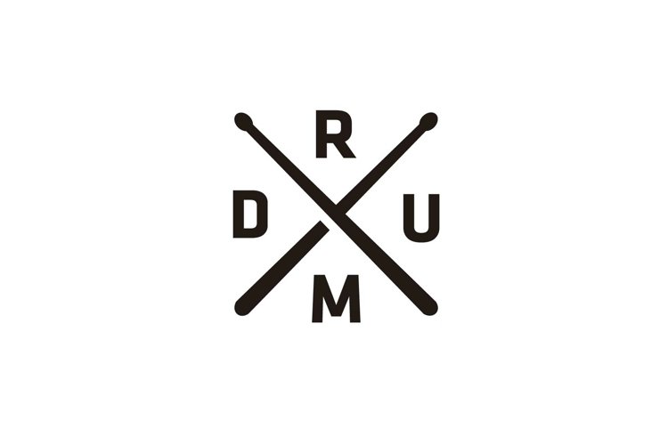 Minimalist drum stick cross x logo design emblem vector