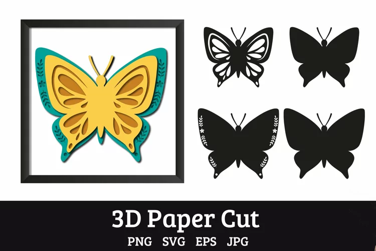 Butterfly SVGs 3d paper cut, layered paper cutting files