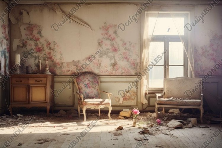 Abandoned vintage room with sunlight