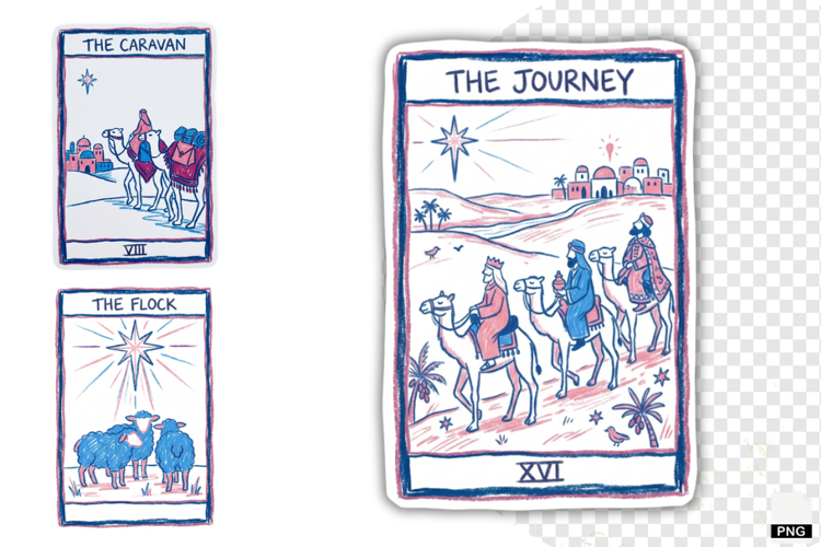Christmas Nativity Tarot Cards PNG