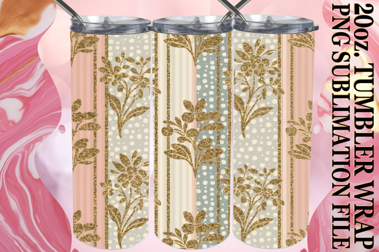 PRESENT OF LOVE 20oz TUMBLER WRAP, Gold Flower