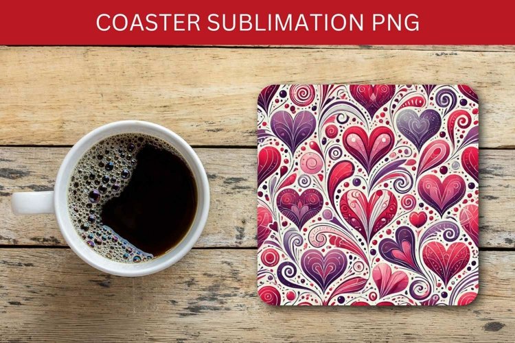 valentine square coaster - heart pattern
