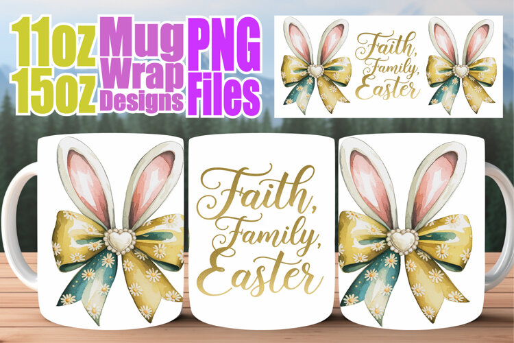 Radiant moments sublimation mug wrap, Easter Bow example image 1