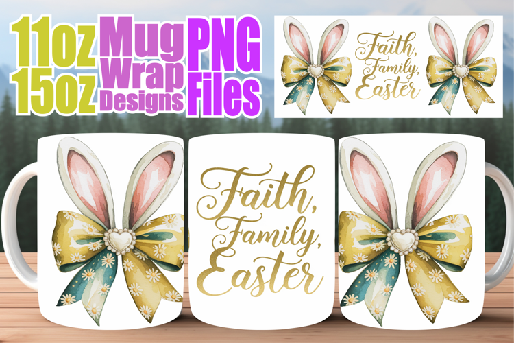 Radiant moments sublimation mug wrap, Easter Bow