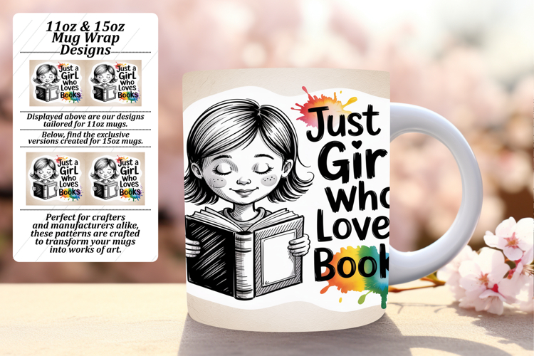 Whimsical 15oz Mug Wrap Png Template , Just A Girl