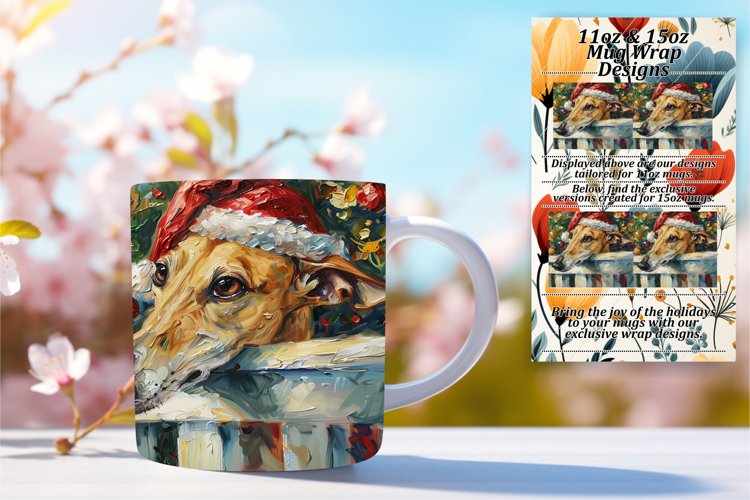 Holiday Peeking Dog Sublimation Winter Mug Wrap Art 11oz
