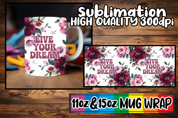 Magical sunsets sublimation print wrap, Flower Quote