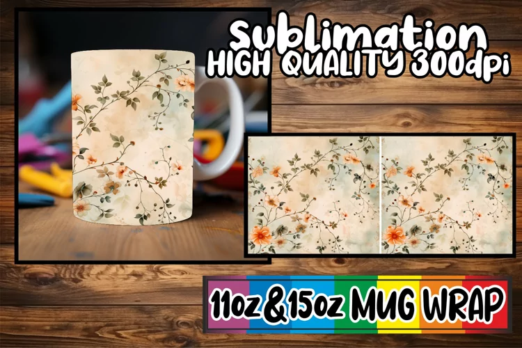 Abstract Springtime Leaf Pattern Mug Wrap 11oz 15oz